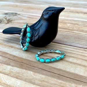 Turquoise stone hoop earrings